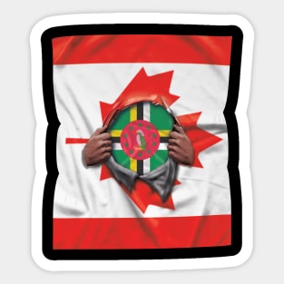 Dominica Flag Canadian Flag Ripped - Gift for Dominican From Dominica Sticker